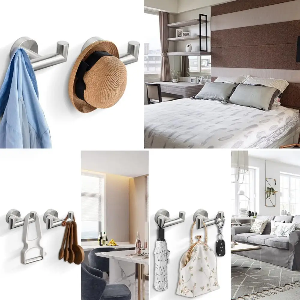 Multifunctionele Haken Dubbele Handdoek Badhanddoek Rack Ronde Badkamer Wc Keuken 304 Rvs Jas Opslag Houder Organizer