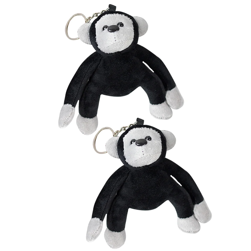 2 pçs angango chaveiro fofo gorila pingentes de pelúcia metal animal de pelúcia mochila pendurado decoração portátil presente compacto