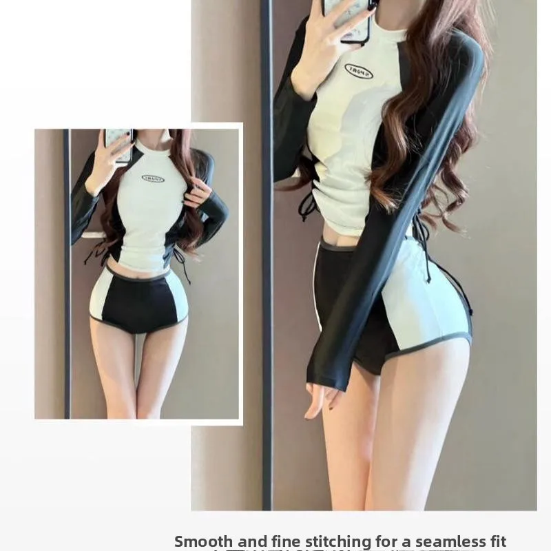 

Women's Dive Suit Long Sve Swimming Costume Conservative Surfing Wear Thermal Spa Swimming Dr Spor Two-Piece Swimsuit