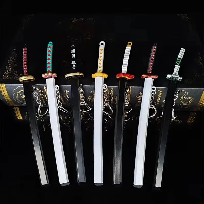 17cm Demon Slayer Katana Sword Mini Anime Kimetsu No Yaiba Keychains Real Size Japanese Katana Samurai Swords Party Supplies
