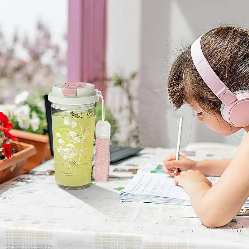 

Бутылка для воды с соломинкой, 600 мл, спортивная бутылка для воды, кувшин для цветов с крышкой, дорожная кружка, колба, автомобильный держатель для чашки, подходит для дома, на открытом воздухе