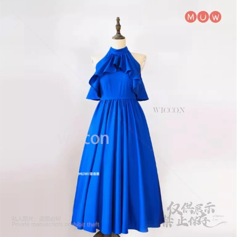 أزياء أنيمي المحققين راشيل ران مور موري 30th فستان سهرة أزرق فاخر بدون أكمام باروكات نسائية مخصصة