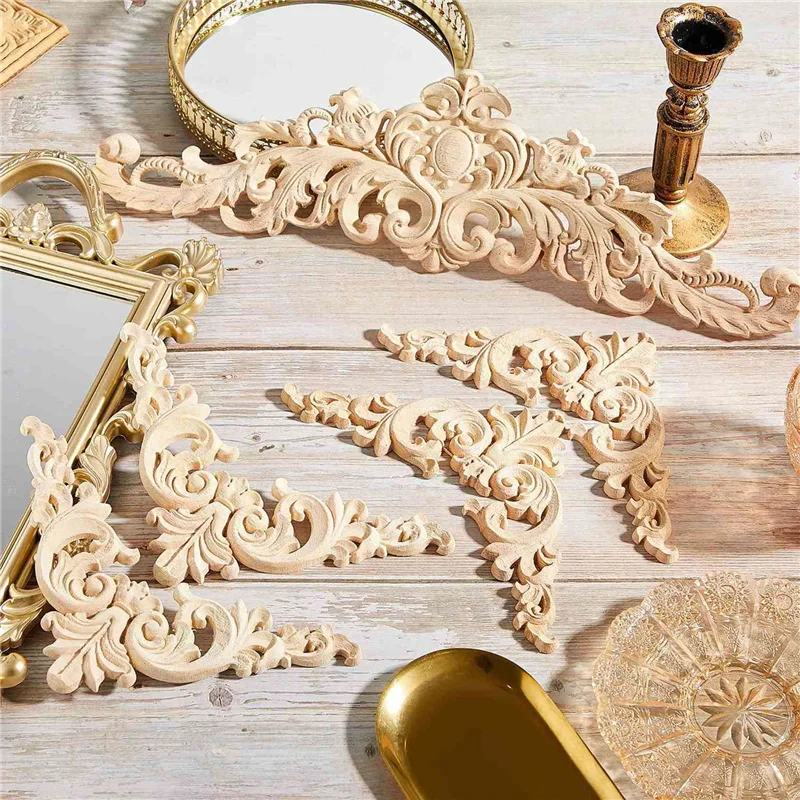 

Premium-20X Wood Appliques Onlays Decorative Wood Appliques DIY Wood Appliques For Mirror Bed Door Cabinet Wardrobe Furniture