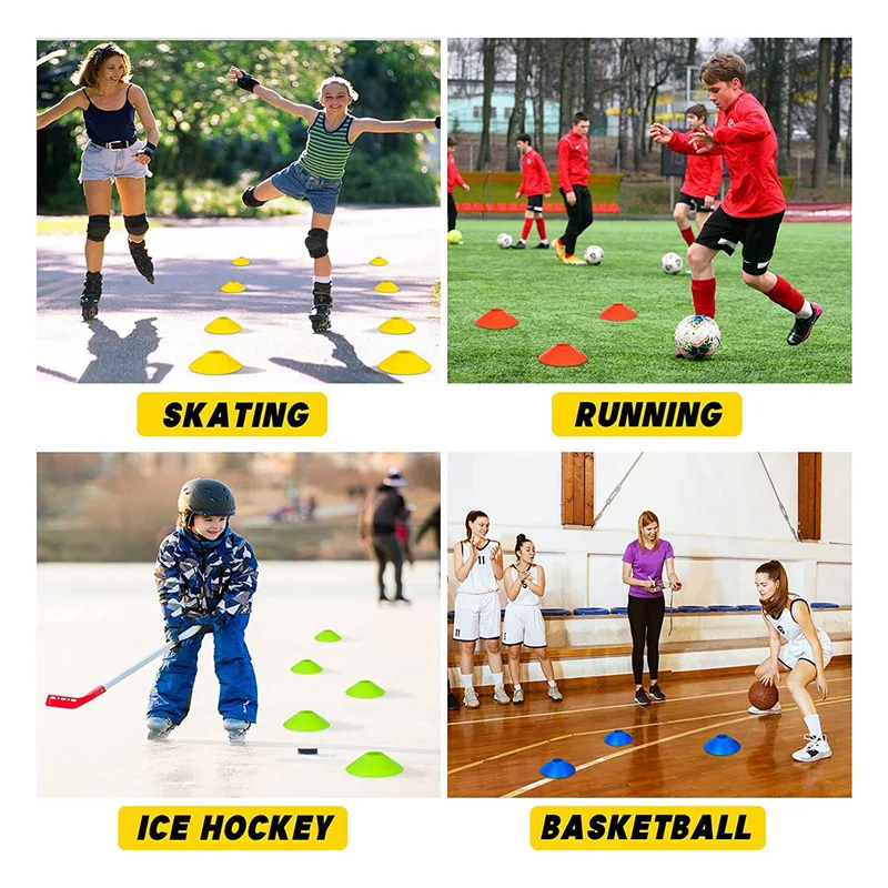 

2525+ 50 Pack Soccer Cones with Strap Carry Bag,7.5 Inch Football Cones, Kids, Field Marker for Football Basketball Skating