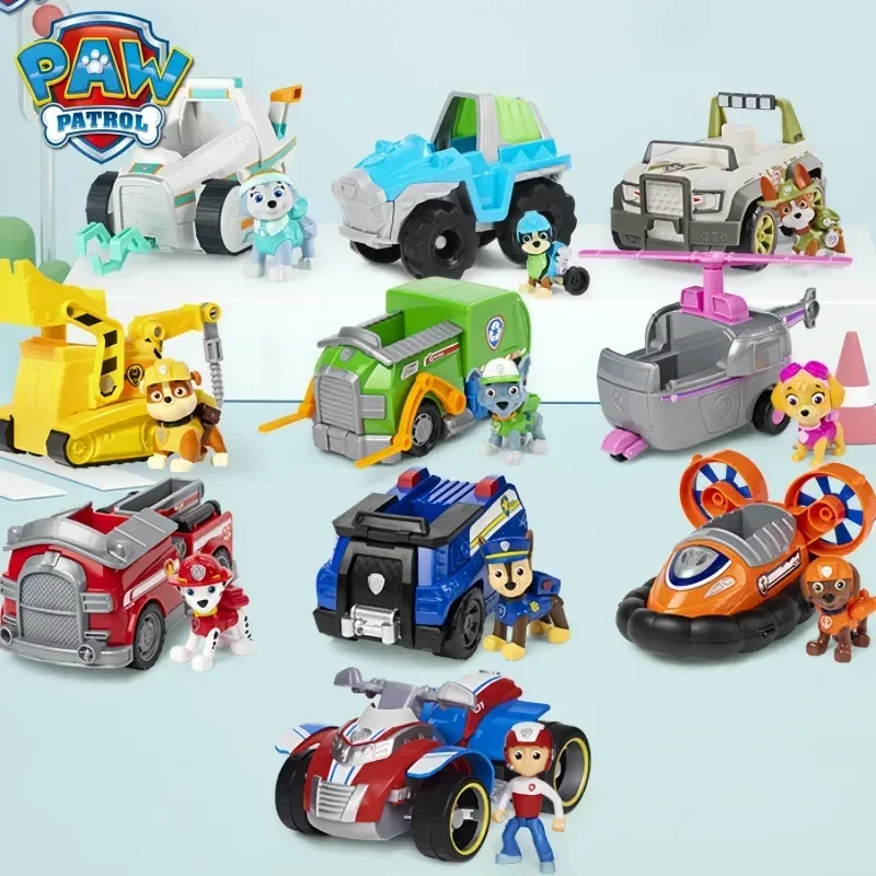 Original Paw Patrol 10kinds Vehicle Car Ryder Tracker Everest Chase Rex Skye Rocky Marshall Zuma Action Figure Toy Birthday Gift