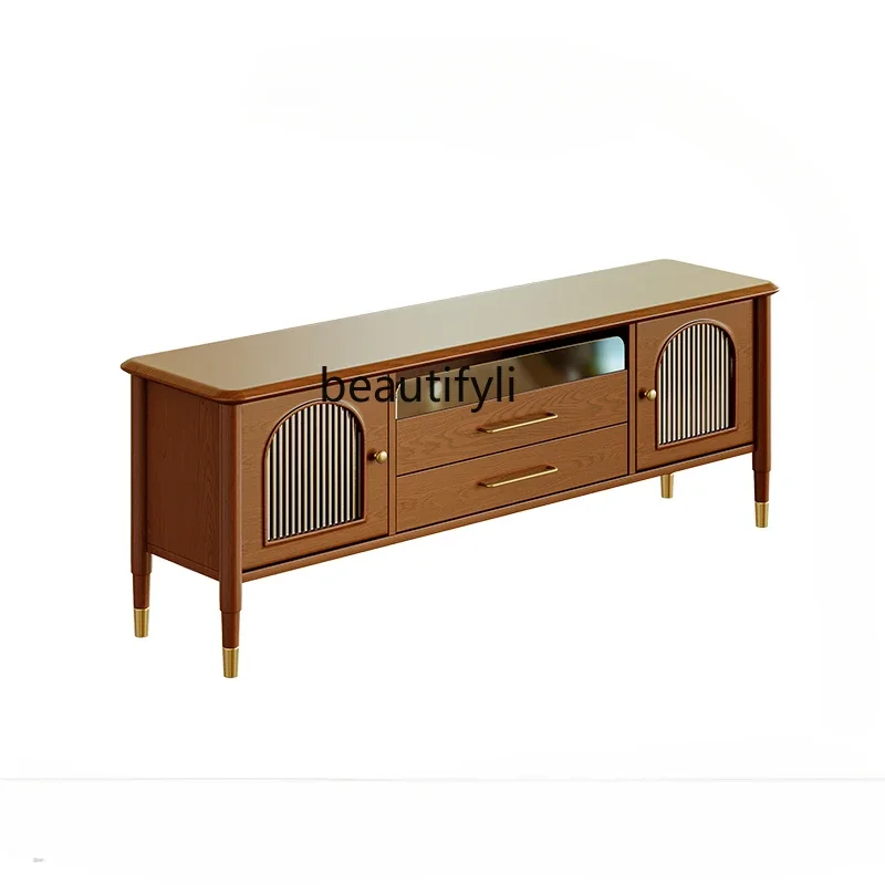 

ss newSolid Wood TV Cabinet Living Room Japanese Style Small Apartment Coffee Table TV Stand Combination Teak Furniture