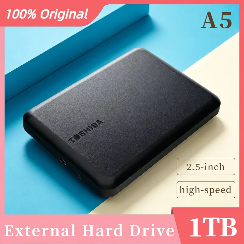 Disco Duro Portátil Premium OEM para Toshiba Serie A5, Negro, Pequeño, 2.5'', Alta Velocidad, USB 3.2 Gen1, 1TB, Compatible con Mac Ultra