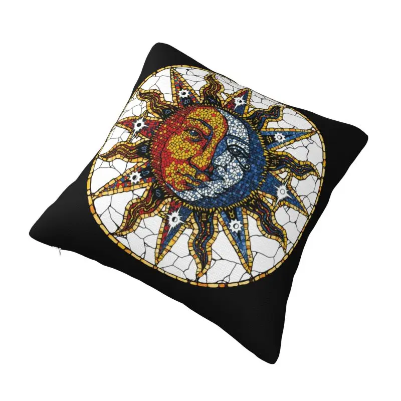 Custom Modern Celestial Mosaic Sun And Moon Coaster Sofa Cushion Cover Velvet Throw Pillow Case