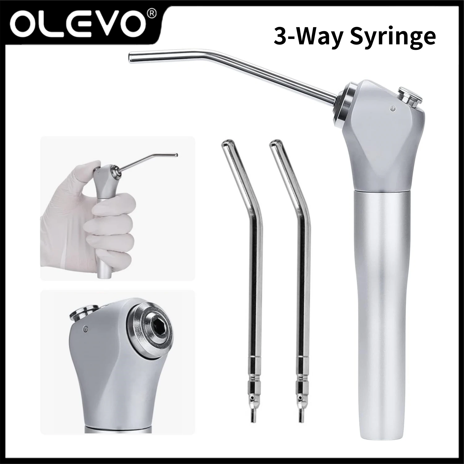 

Dental Air Water 3 Way Syringe Handpiece with 2 Nozzles Tips Tubes For Air Spray Triple Syringe Teeth Whitening Cleaning Tool