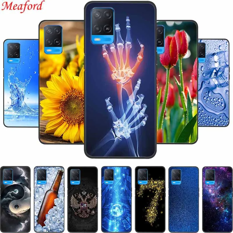 For Oppo A54 4G Case A 54 Phone Cover Black Silicone Soft Coque For OppoA54 Back Cover Cases 6.51