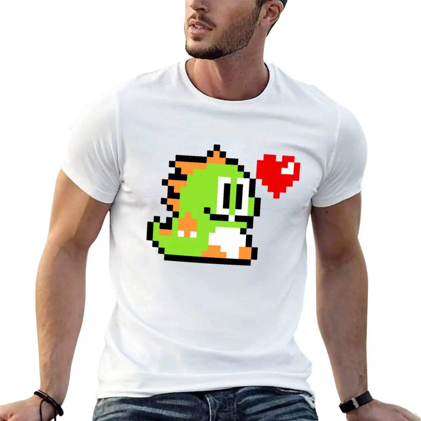 Camiseta Pixel Bubble Bobble, camisetas de algodón 100%, camisetas de algodón 100% para hombre, camiseta de algodón 100% negra lisa para hombre, paquete de camisetas