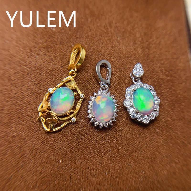 DOD 7x9mm Natural oval Opal Pendant Silver 925 Pendant for Women Daily Wear Fine Jewlery Pendant