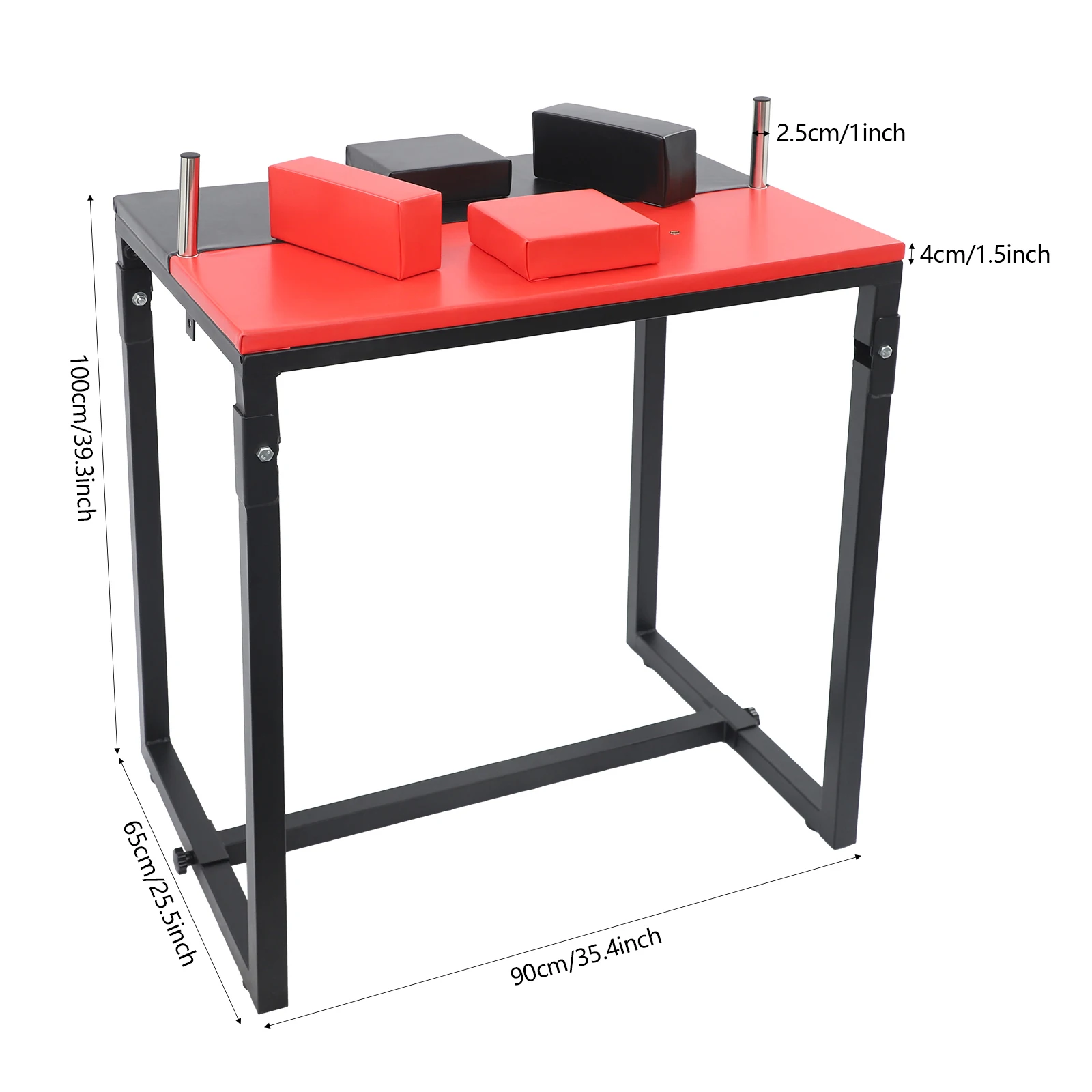 Stretching Equipment, Arm Wrestling Table, Folding Strength Trainer, Steel Frame, Space Saving Home Gym Training Device, Comfortable EVA PU Cushion, Easy Storage, Portable Black Red Tabletop, for Arm Power Exercise Fitness Club