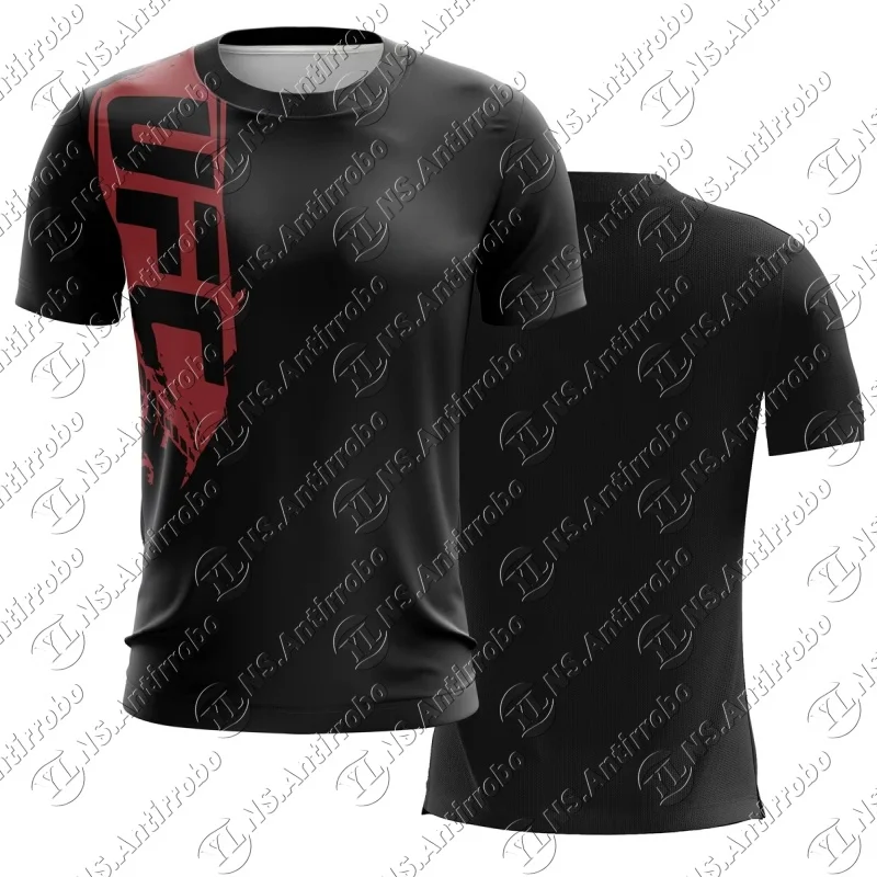 UFC قصيرة الأكمام 2025 صيف جديد رقيقة الرجال الجولة الرقبة تشغيل تي شيرت للرياضة اللياقة البدنية التدريب و عادية نصف كم التنفس