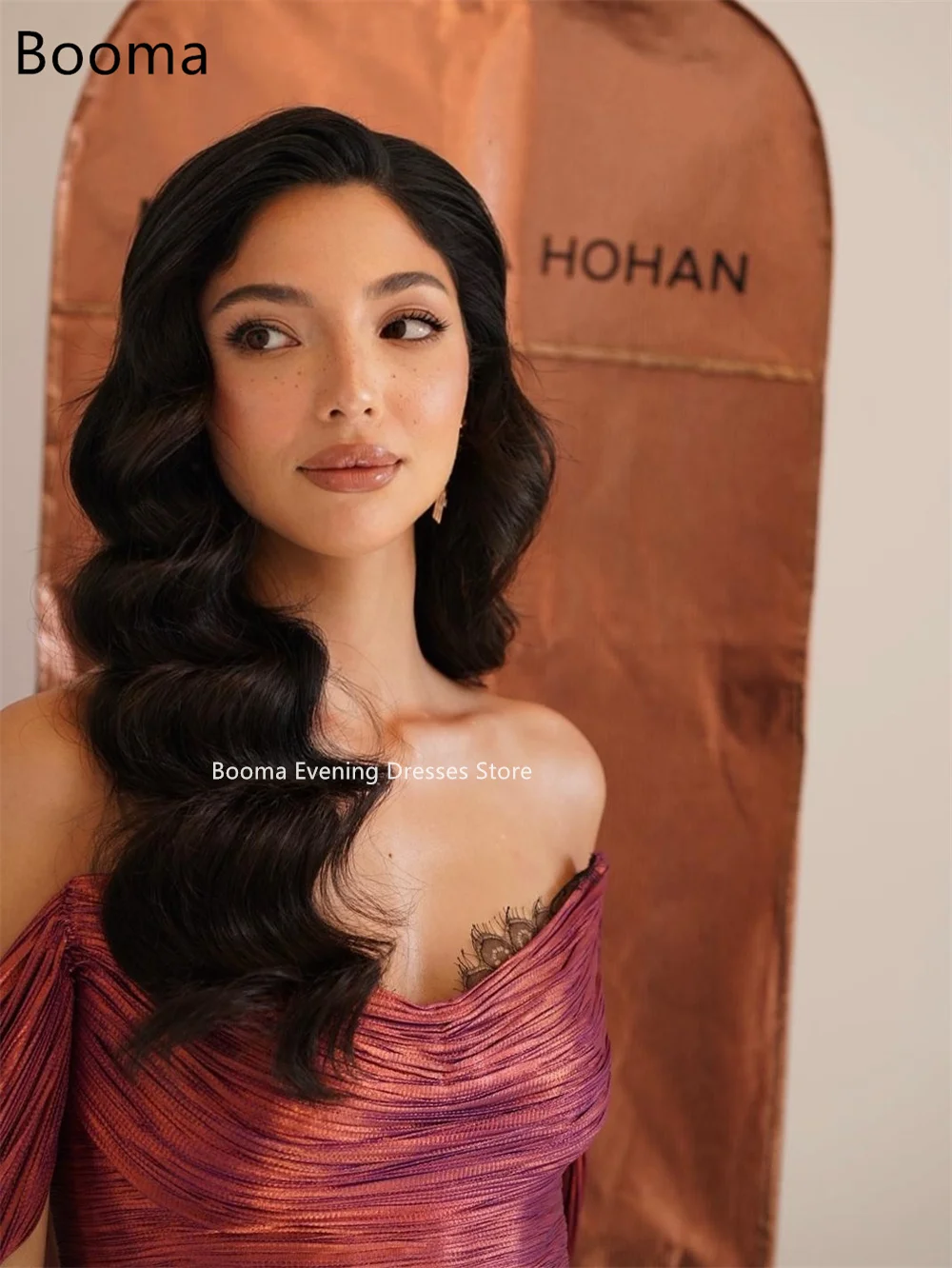 Booma a-line لامعة قبالة الكتف الدانتيل فساتين سهرة رداء حفلات رسمية للنساء فستان حفلات أنيق تخصيص 2025 #4