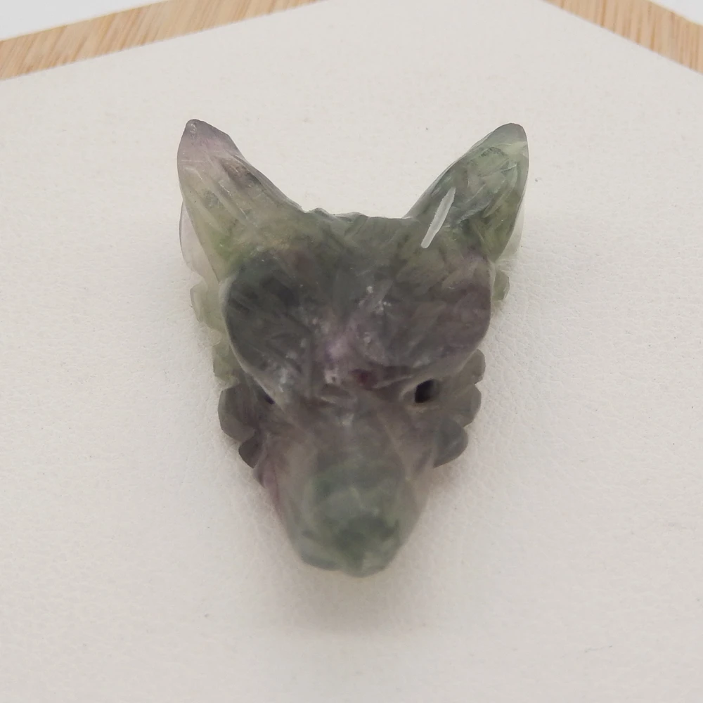 Wholesale Natural Fluorite Hand Carved Wolf Head Pendant Bead ,Semiprecious Fashion Jewelry Necklace Accessories Gift