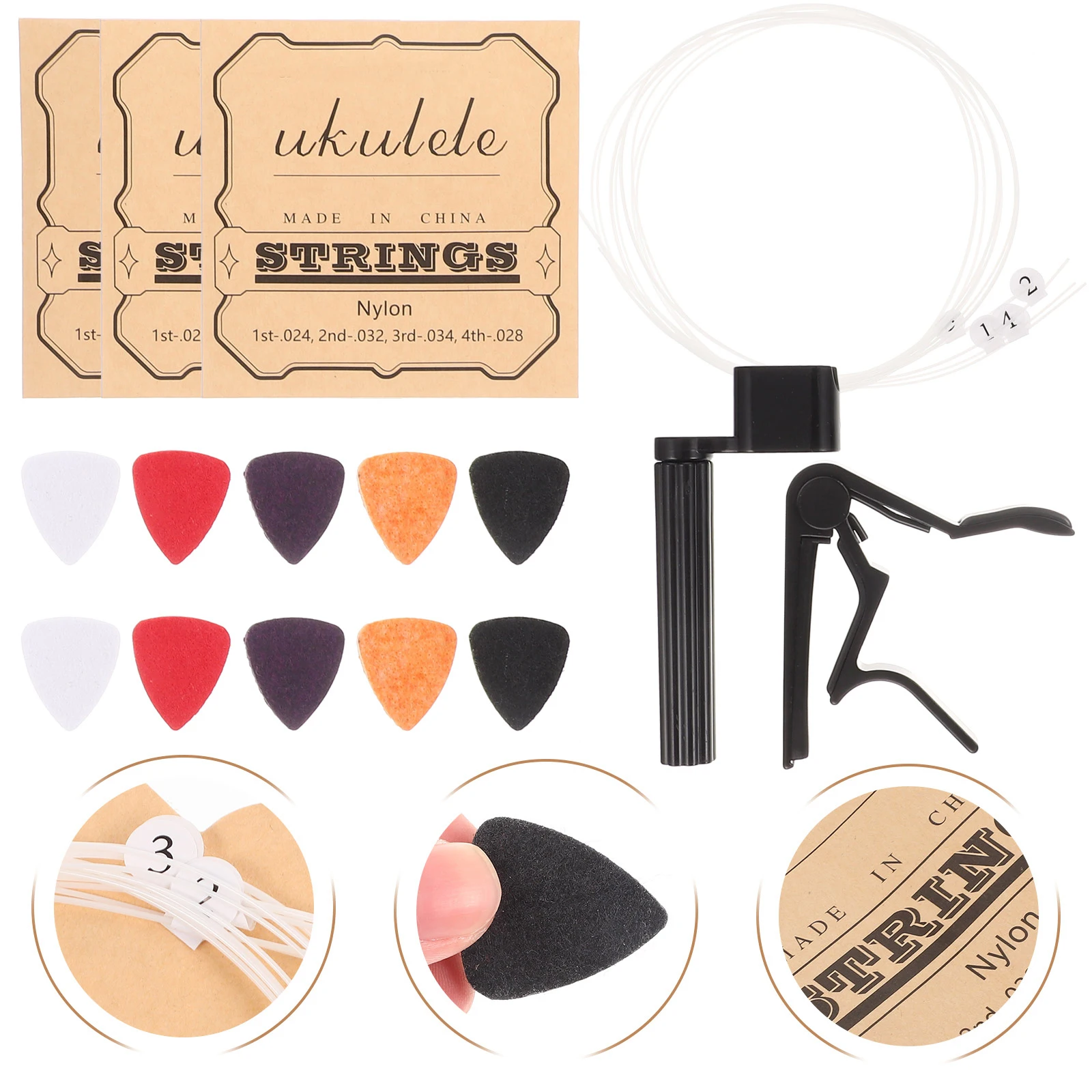 

Ukulele Tool Set Universal Guitar Accessories Kit Felt Ukelele Accessory