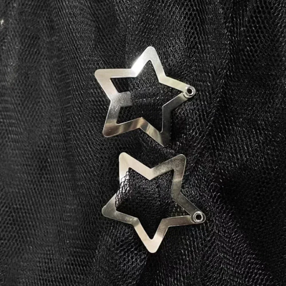 20/10Pcs Silver Star BB Hairclips Girls Y2K Cute Star Barrettes Women Simple Snap Clip Metal Headdress Jewelry Hair Accessories