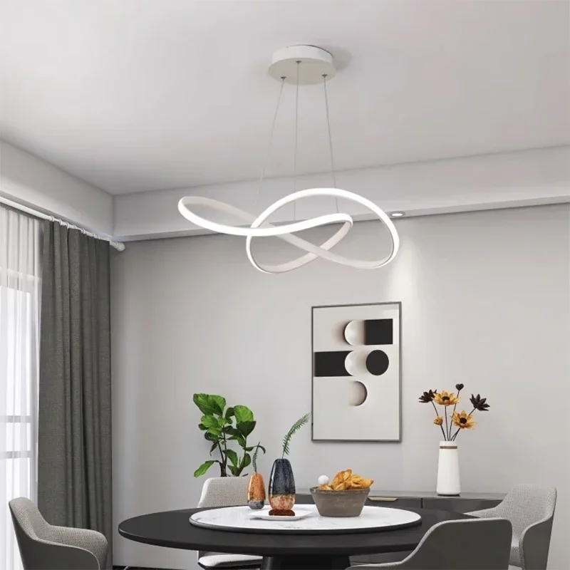 Imagem -04 - Modern Led Geometric Pendant Lights Iluminação Restaurante Lâmpada do Quarto Sala de Estar Home Decor Luminária Ambiente Preto e Branco 50 cm 60cm