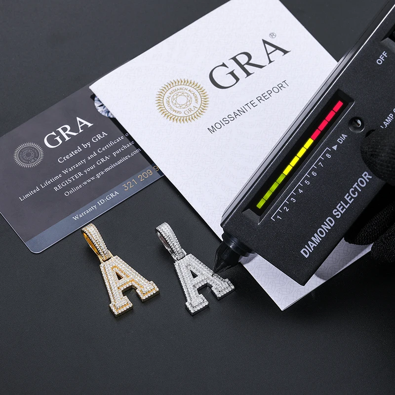 مويسانيتي A-Z رسالة مجوهرات قلادة المرأة مثلج خارج الشق إعداد قلادة شخصية سحر مغني الراب سوبر ستار الهيب هوب الشرير #2