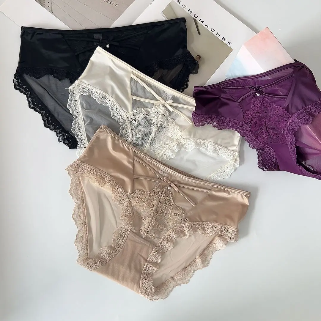 

SP & CITY бусины с подвеской, кружевное сексуальное женское нижнее белье с низкой талией, сетчатые трусики с милым бантом, хлопковые удобные трусы с промежностью