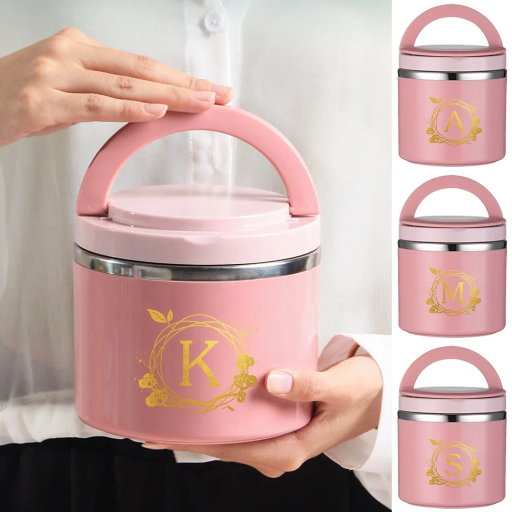 

Thermal Jar Insulated Soup Cup Children Students Office Bento Box Single Layer Picnic Wreath Letter Pattern Storage Lunch Box