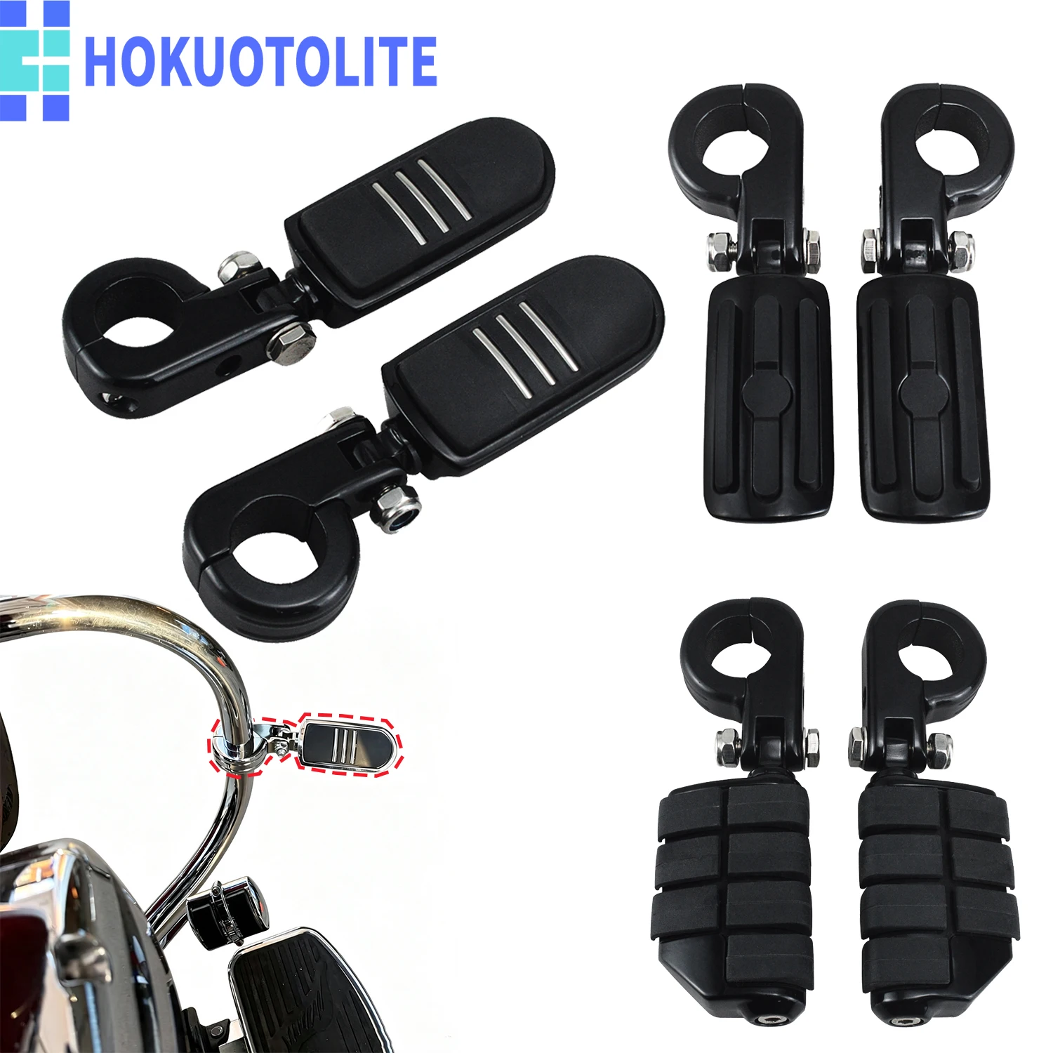 1 1/4" Highway Pegs Engine Guard Crash Bar Short Foot Pegs For Harley Touring Softail Dyna Sportster CVO Road King Electra Glide