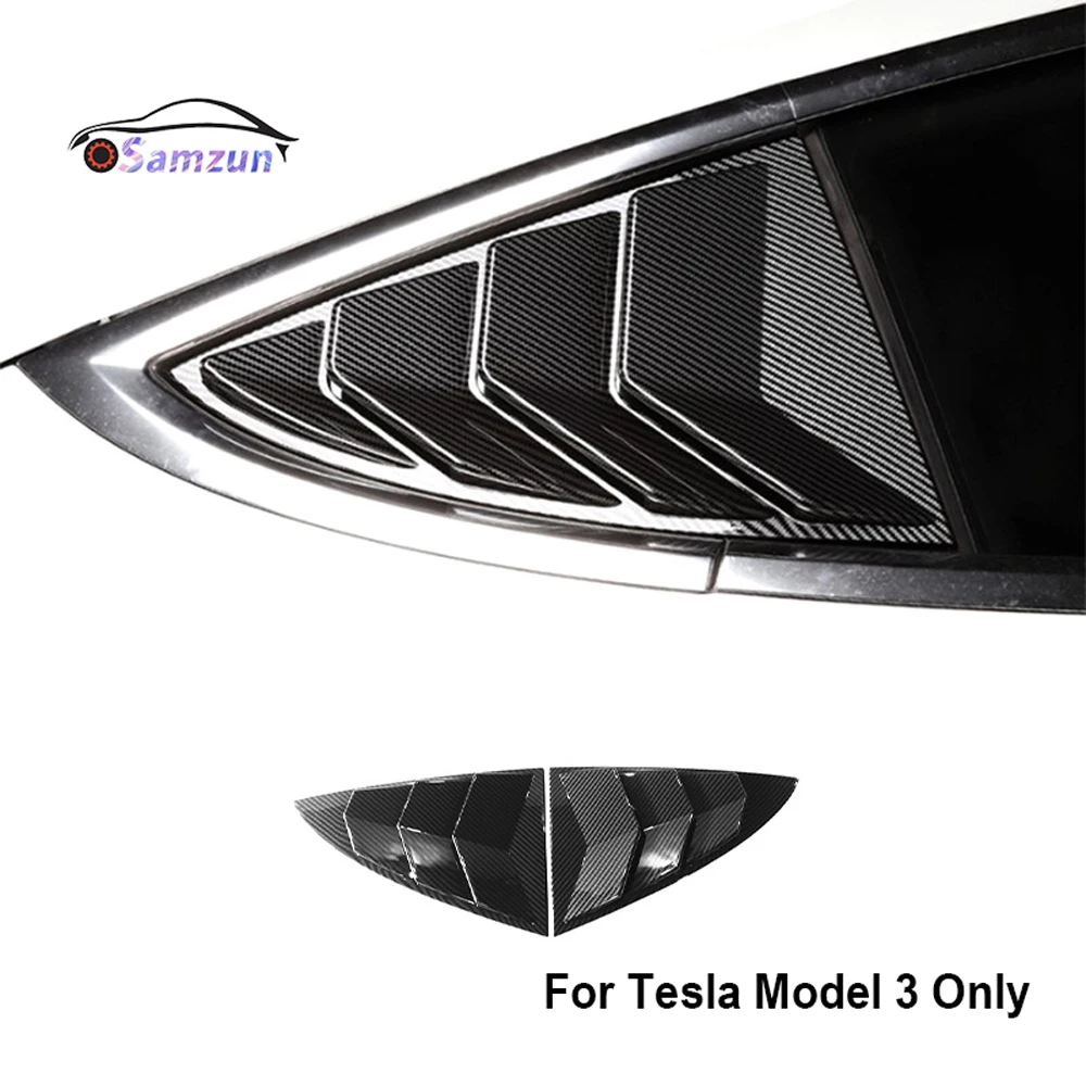 

Car Rear Triangular Window Sticker For Tesla Model 3 2017 18 19 20 21 Louver Decor Cover Shutter Deflector Sticker Accessories