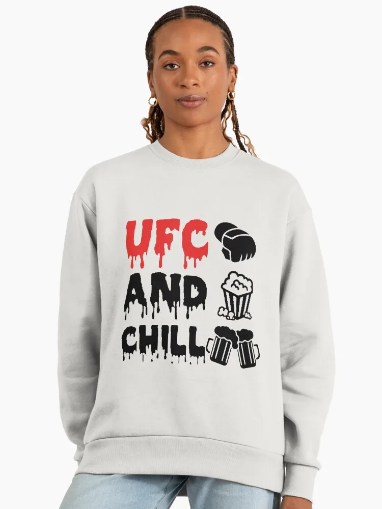 

Осень/зима 2026, свитер с круглым вырезом и логотипом UFC, женская мода, свободный повседневный хлопковый теплый свитшот унисекс