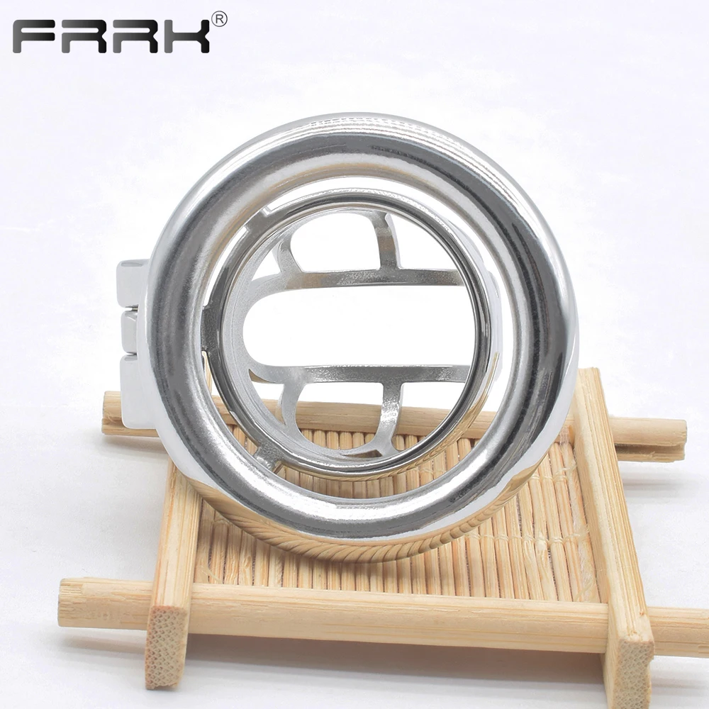 FRRK B Word Lock Toys for Men Steel Chastity Belt Metal Innie Cock Cage CBT Testicles Penis Rings BDSM Erotic Sexy Shop