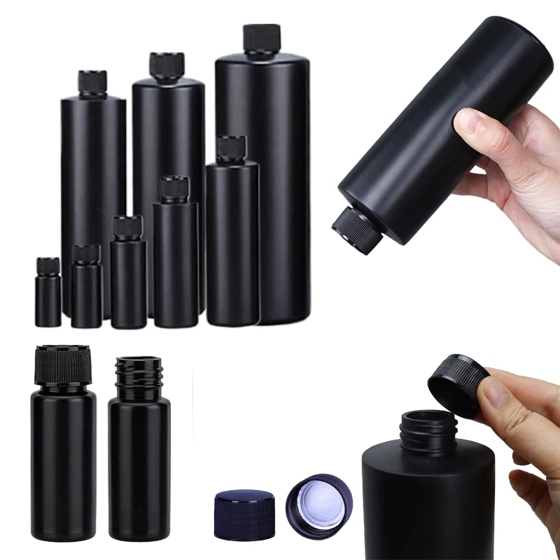 

20 шт. пустые черные пластиковые бутылки для чернил из ПЭВП с винтовой крышкой, многоразовые, 30–500 мл, светонепроницаемые контейнеры для УФ-клеевого клея для пигмента
