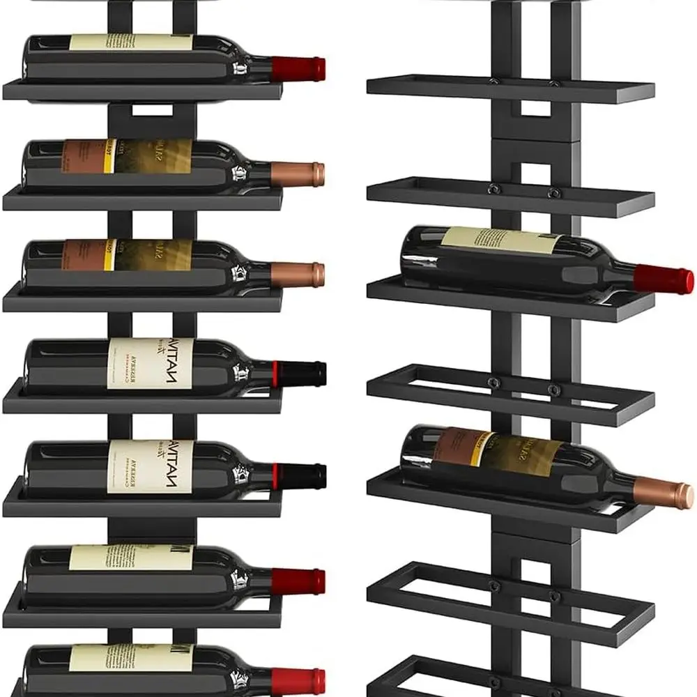 

Metal 12-Bottle Wall-Mounted Wine Rack for Home Bar Storage and Display, Ideal for Wine, Liquor, and Champagne, Black