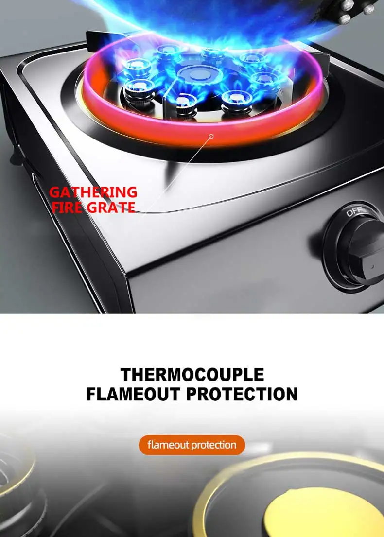 가정용 단일 스토브 Kompor 가스 스테인레스 스틸 가스 버너 에너지 절약형 Flameout 보호