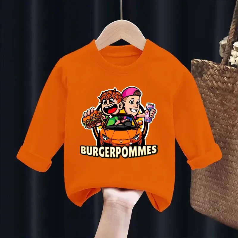 Burgerpommes Icrimax Kinder T-shirt Junge Nette Anime Gedruckt Sweatshirt Frühling Herbst Casual Trendy Langarm Top Kleidung Geschenk