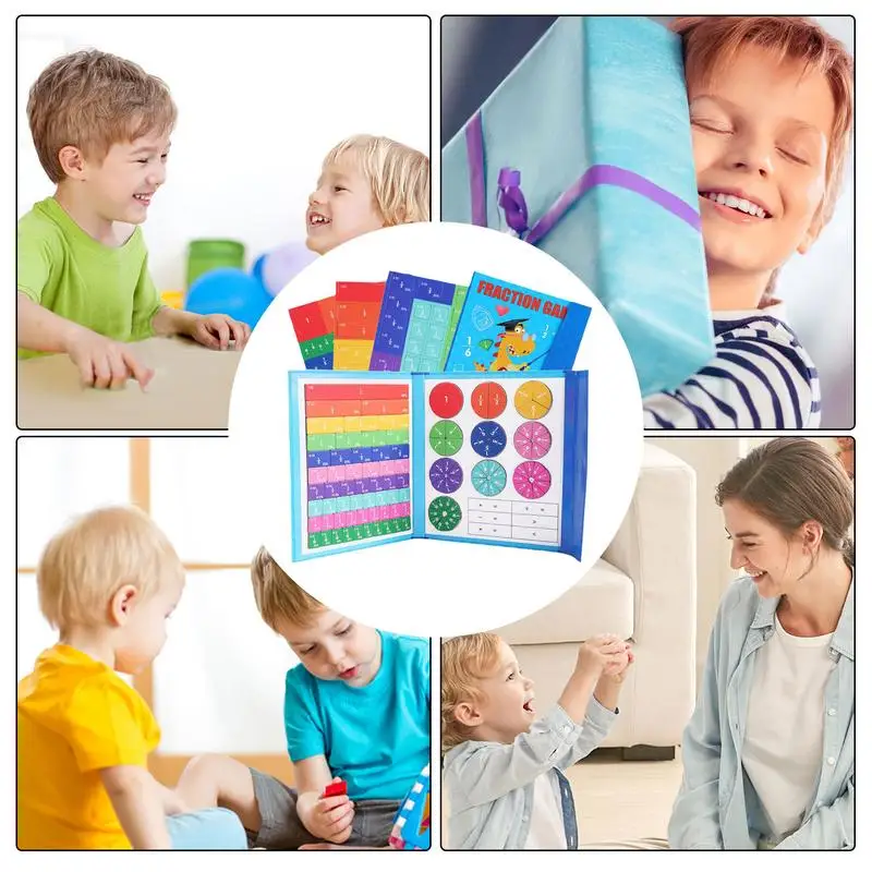 Magnetic Fraction Tiles Children Math Montessori Toys  Fraction Book Set Arithmetic Teaching Aid Kids Educational Learning Toys