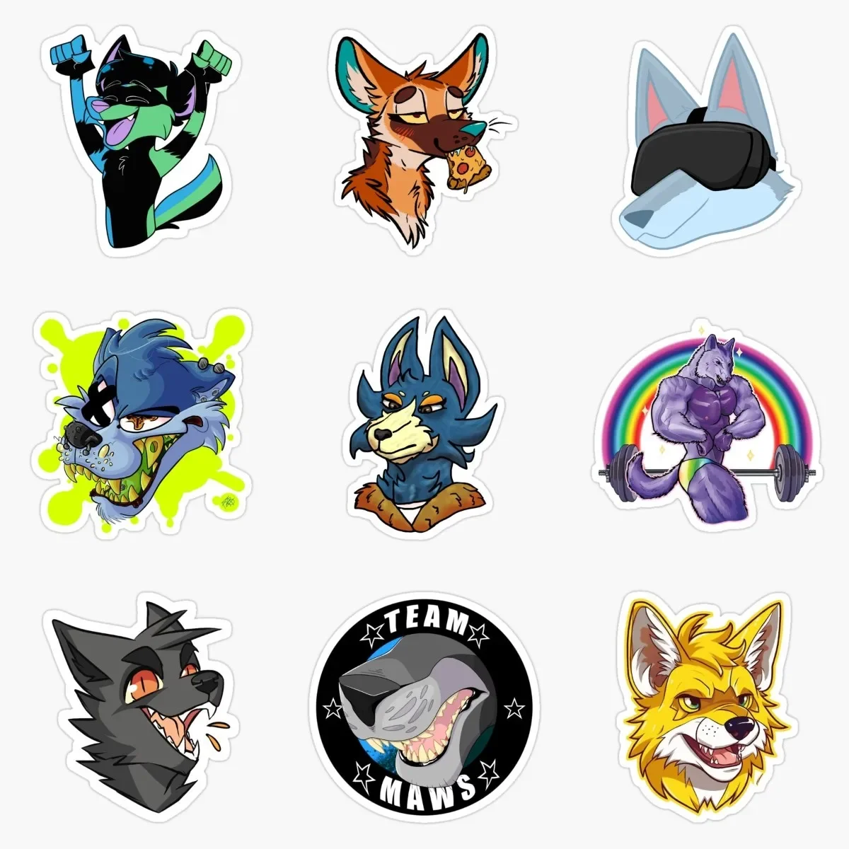 

Furry Wolf Catoon Creative PVC Waterproof Stickers Accessories for Decorate Fridge Window Wall Car Van Off-road Truck Decal