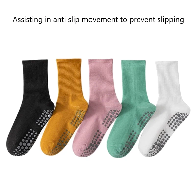 Nieuwe Eenvoudige Effen Kleur Mid Calf Yoga Sokken Pilates Sokken Siliconen Antislip Fitness Sokken Indoor Dance Gymnastiek Training Sokken