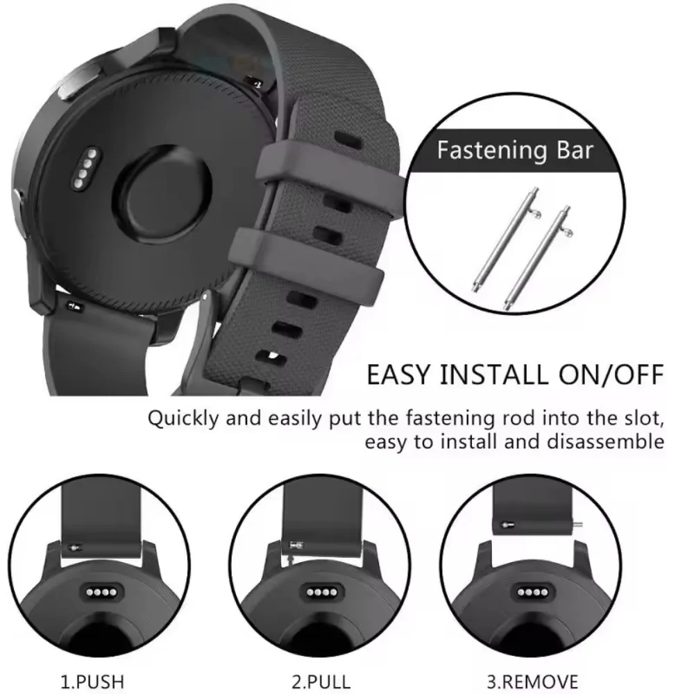 

20mm 22mm Silicone Strap for Garmin Forerunner 55 165 265 965/Active 5 6 Band Venu 3/2/Vivoactive 5 6/Vivomove Trend Bracelet