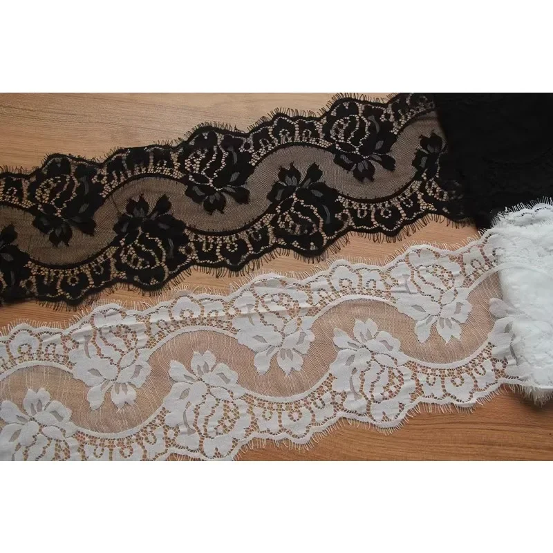 Lace fabric high quality 2024 Handmade DIY clothing accessories Japanese single lace white eyelash mesh embroidery width 17cm