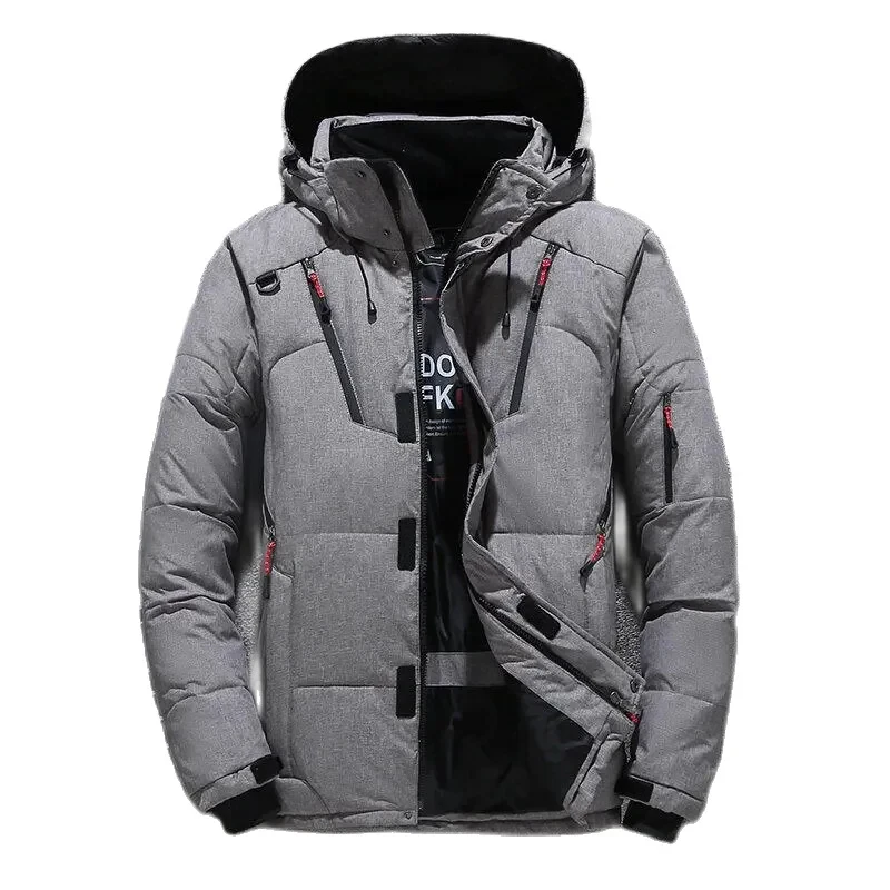 2024 Autumn/Winter New Men's Jacket Fashion Trend Long Sleeve Warm Thick Hooded Coat Solid Color Quality Zipper Coat