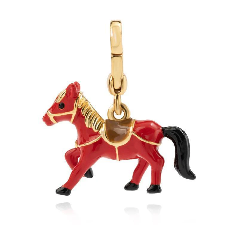

New Fashion Niche Enamel Red Horse Pendant Necklace Keychain Pendant Sweet Cool Party Jewelry Valentine's Day Gift Bag Accessori