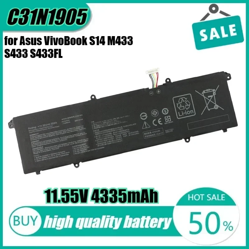 

11,55 В 50 Втч 4335 мАч C31N1905 Аккумулятор для ноутбука Asus VivoBook S14 M433 S433 S433FL S15 S533 S533EQ 3ICP5/70/82