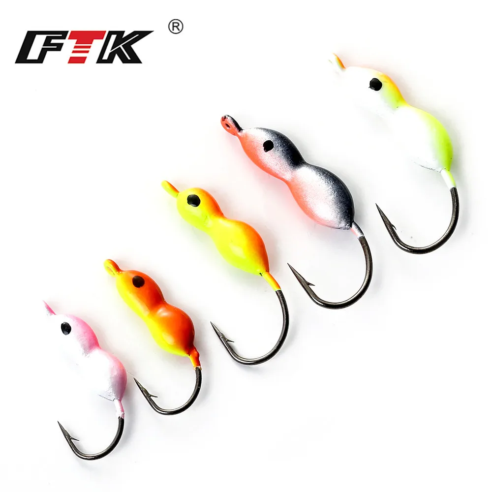 FTK Winter Fishing Baits Worm Hooks 2.5g 3.5g 5g Mouse Shaped Ice Fishing Lure Lead Hard Hook for Jigging Fishing Accessories