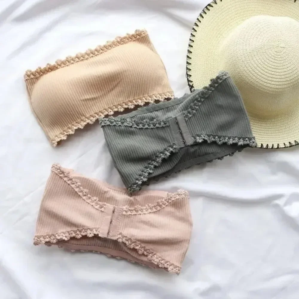 Summer Strapless Bra Women Sexy Lace Tube Top Invisible Push Up Bralette Lady Seamless Underwear Lingerie Chest Wraps Crop Tops