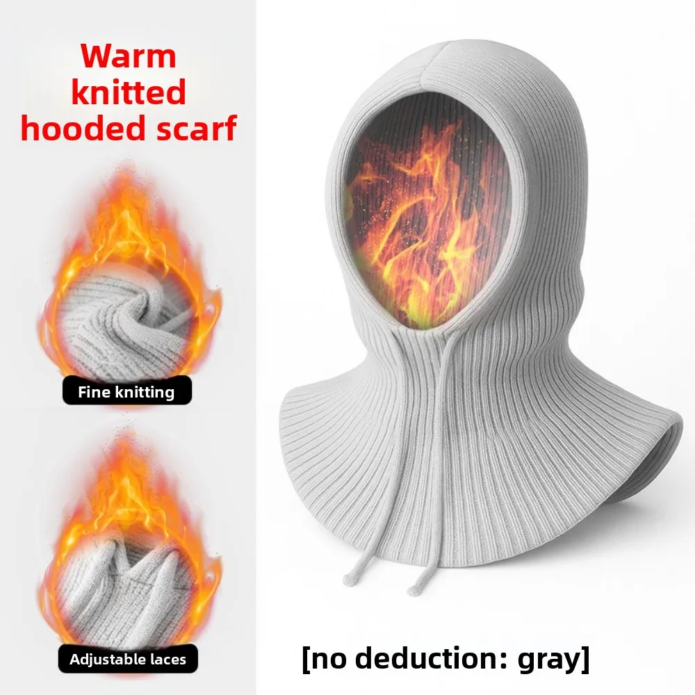 

Fashion Thickened Knitted Scarf Cap Windproof Keep Warm One Piece Knitted Hat Cold Proof Cycling cap Winter