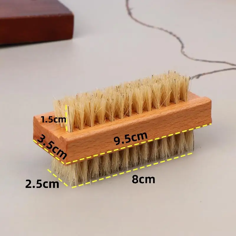 1 pz manicure pedicure manico in legno morbido rimuovere la polvere spazzola per la pulizia delle unghie spazzola per unghie a doppia faccia per la cura delle unghie strumenti per la pulizia