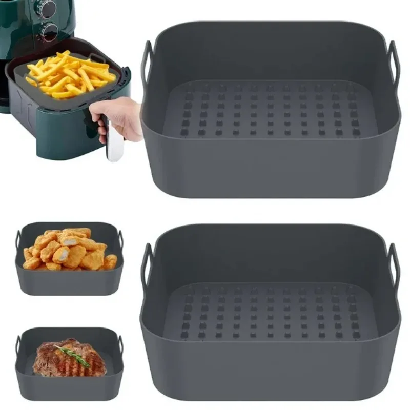 Reusable Silicone Air Fryer Basket Non-Stick Heat Resistant Air Fryer Insert for Easy Cleaning Cooking Tool Kitchen Accessories