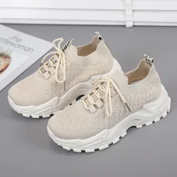 Women's Sneakers Light Weight Mesh Breathable Thick Sole Soft Sports Shoes Lace Up Comfy Casual Versatile 2024 Summer