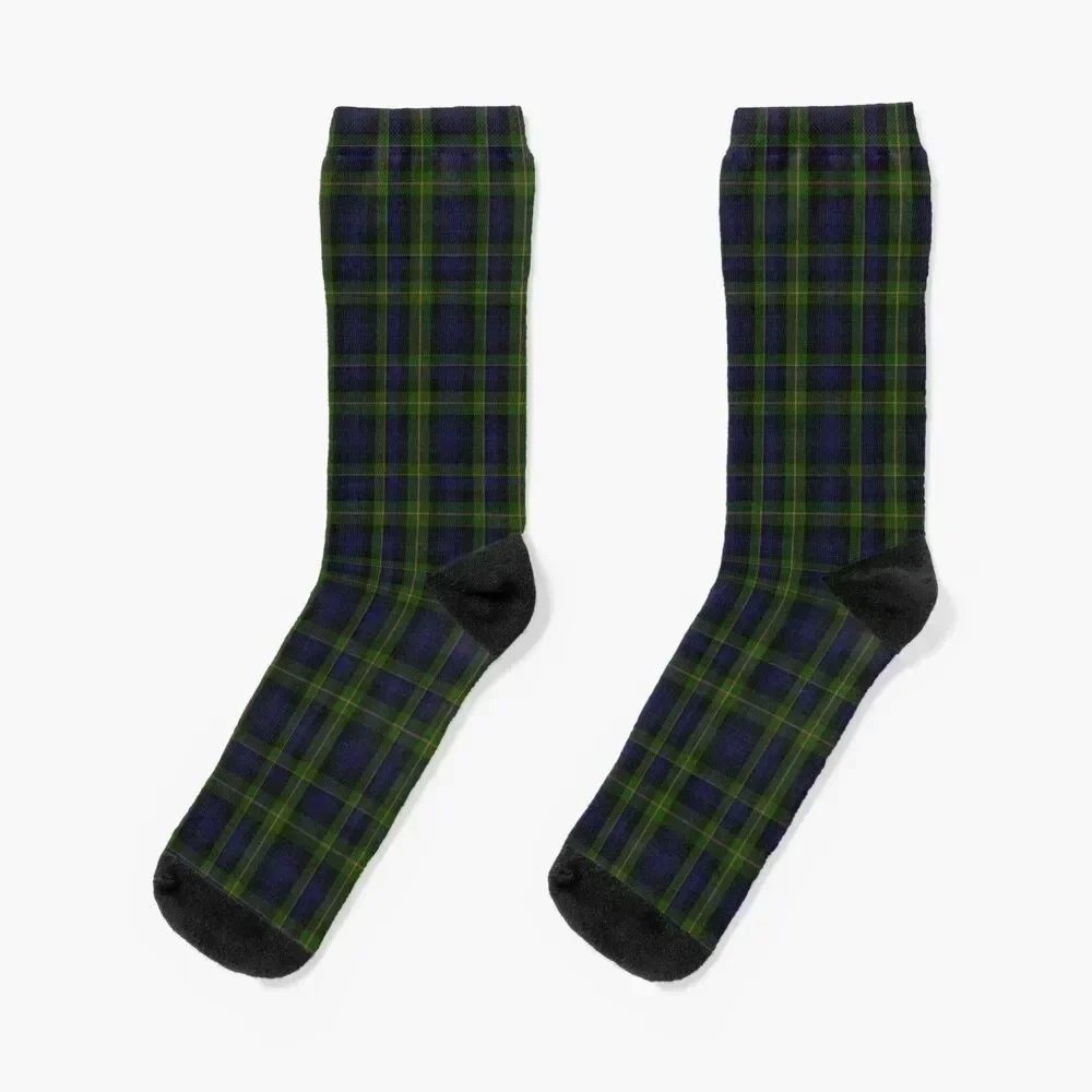 Blue Green Scottish Clan Tartan Flannel Plaid Socks colored FASHION Luxury Woman Socks Men's