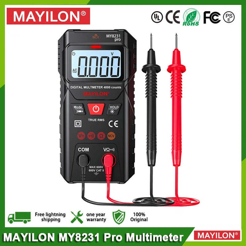 MAYILON Multimeter MY8231 Pro Auto & Manual Range Digital Voltmeter Professional AC DC Voltage Resistance True RMS Multi Meter